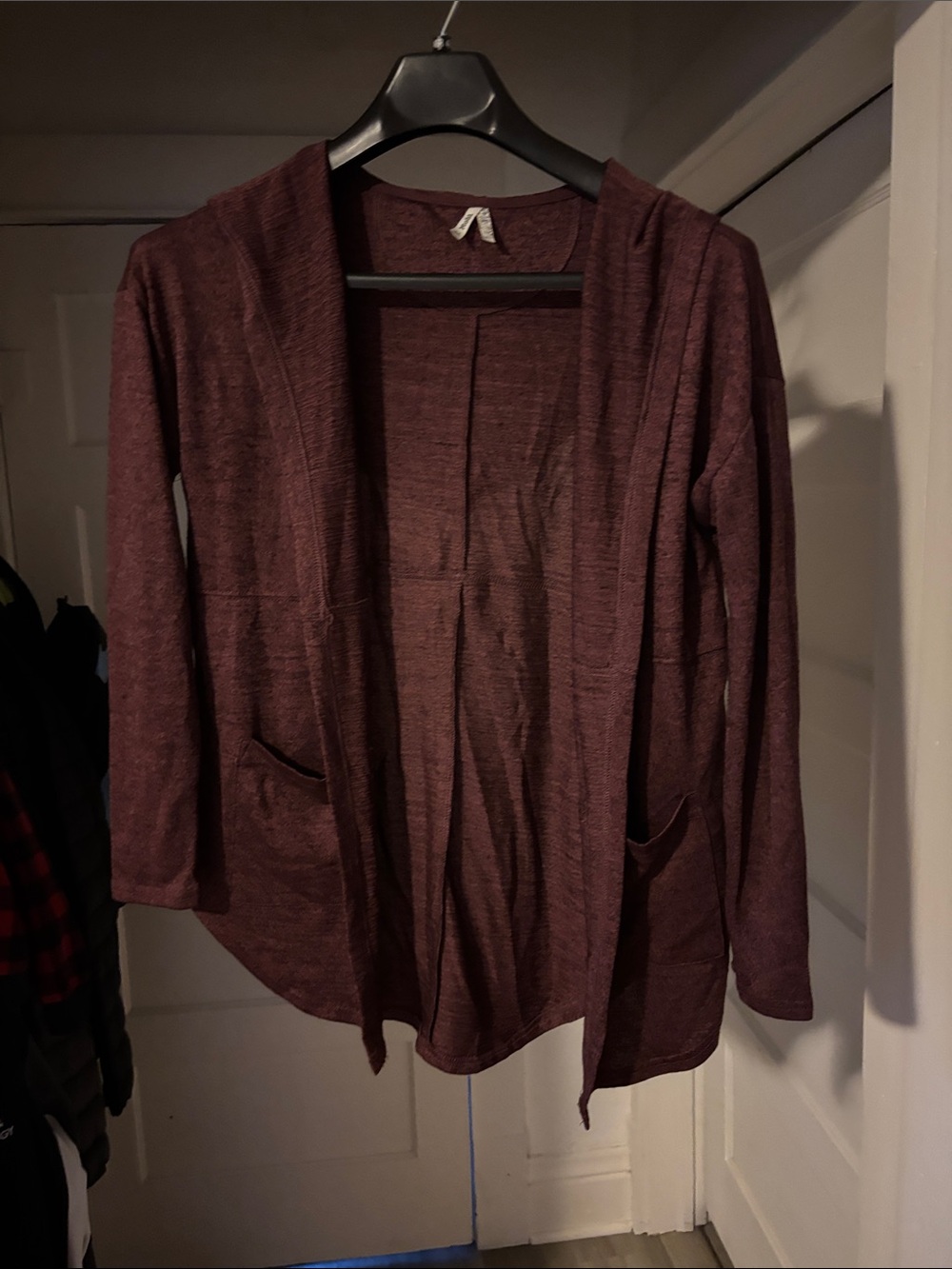 Mudd Open-Front Burgundy Cardigan